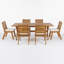 Ensemble de salle à manger d'extérieur 7 pièces en bois d'acacia massif avec table extensible finition teck et 6 chaises beiges rembourrées, idéal pour les repas sur la terrasse, dans le jardin, la cour, le patio, la pelouse et au bord de la piscine.