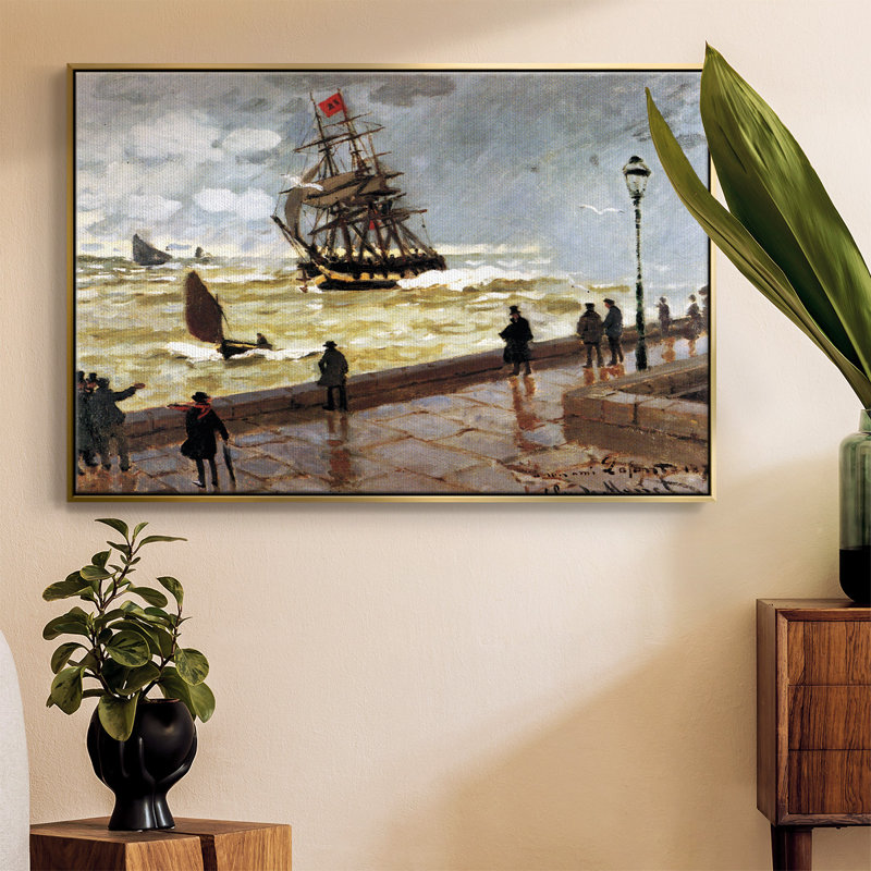 Monet, reproduction d'art encadrée sur toile par Claude Monet, Or, H 27 po x l 41 po x P 2 po