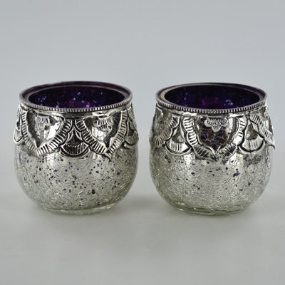 2 Piece Glass Tabletop Votive Holder Set