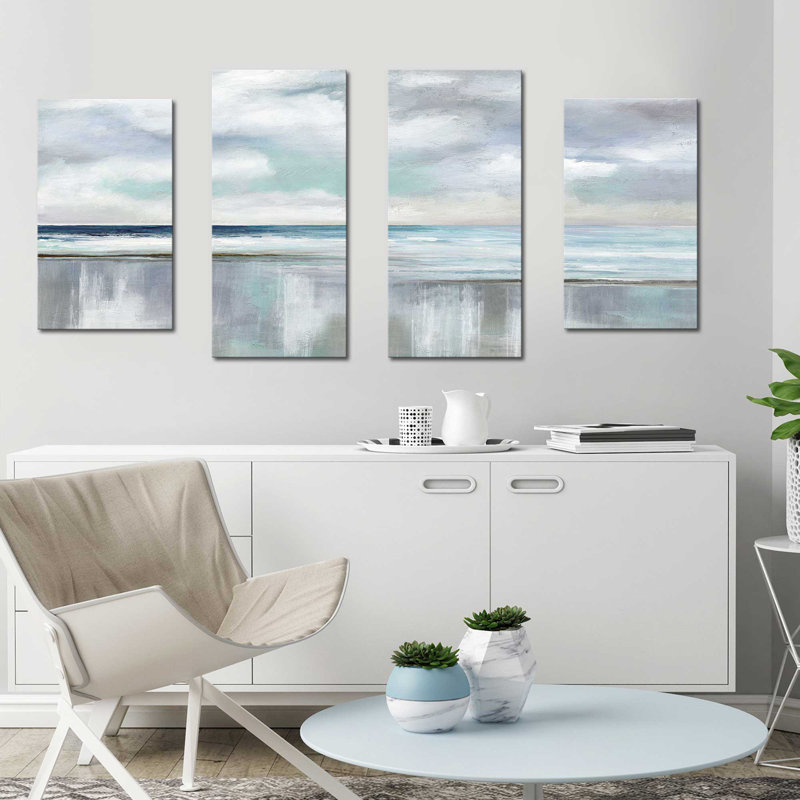 « cyan », reproduction de peinture à l’acrylique à multiples images sur toile, H 38 po x l 72 po x P 1,5 po
