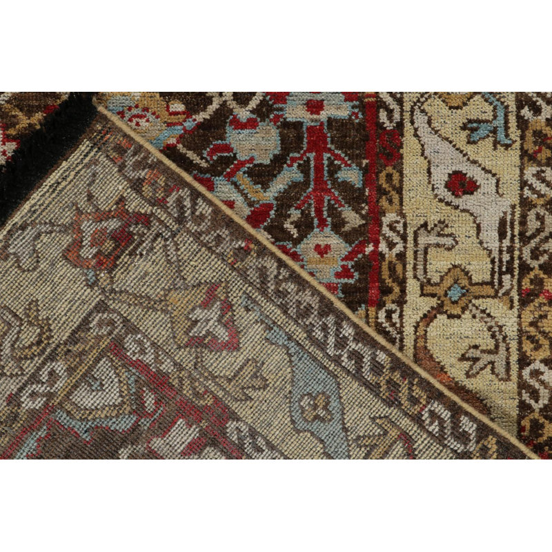 Caucasian Rug In Brown, Blue And Red Floral Pattern, Rectangle 10' x 14'