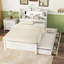 Lit plateforme double en bois avec lit gigogne et tête de lit à DEL, avec tiroirs, blanc-216297917-216297906