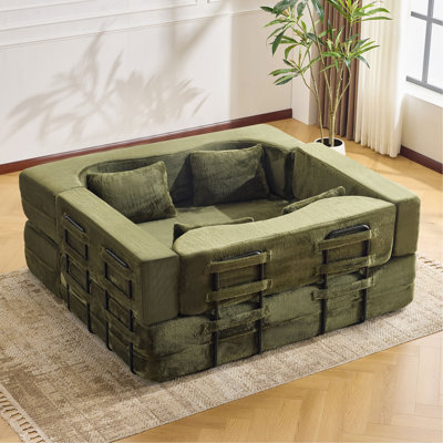 Canapé-lit pliant de 71 pouces, canapé-lit moelleux, canapé-lit convertible en mousse haute densité, canapé-lit pliant au sol, convient au salon, à la chambre d'amis, à la chambre à coucher, à l'ensemble modulaire