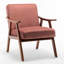 Chaise en velours Hollingdon Mid-Century moderne en bois massif Hollingdon-121264607