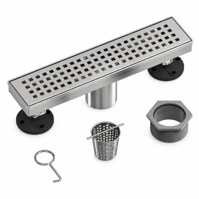 FirmBase 12" Brushed Nickel linear grid drain