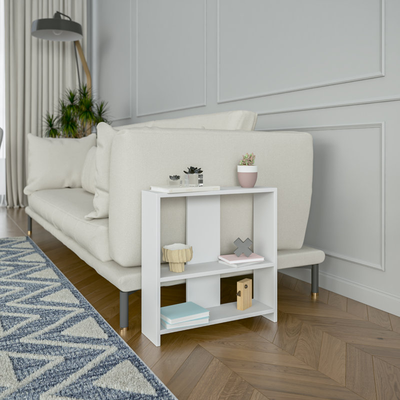 Amvi Sled End Table with Storage, White/White