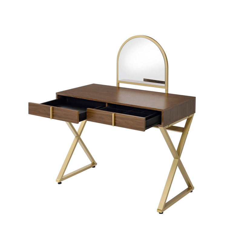 Bureau de meuble-lavabo avec miroir et plateau à bijoux Coleen