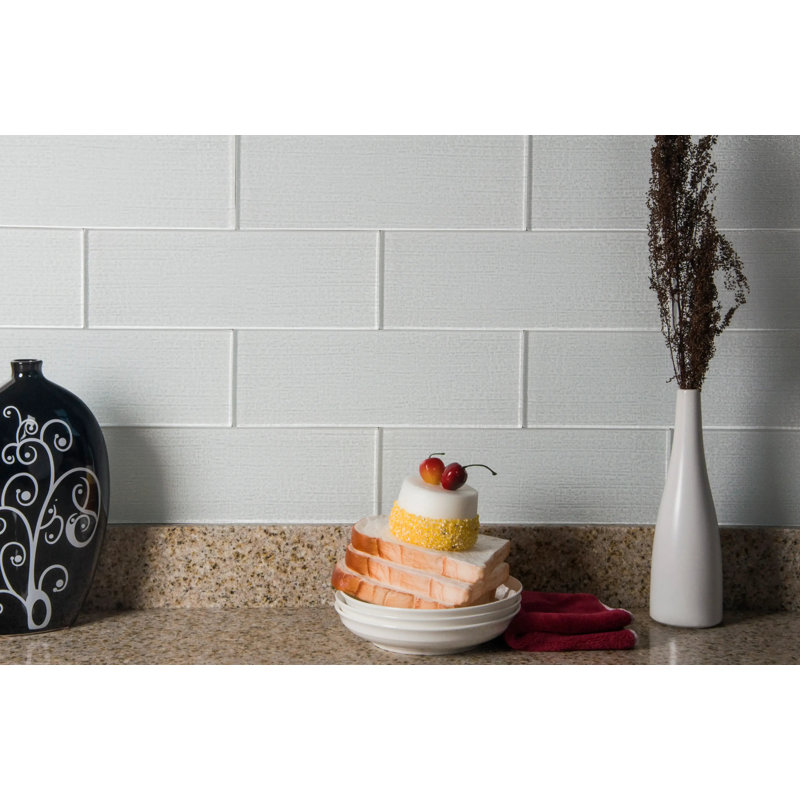 Carreaux de mur en verre 4 po X 12 po Linen Ice (0,33 pi2 / pièce), Clair