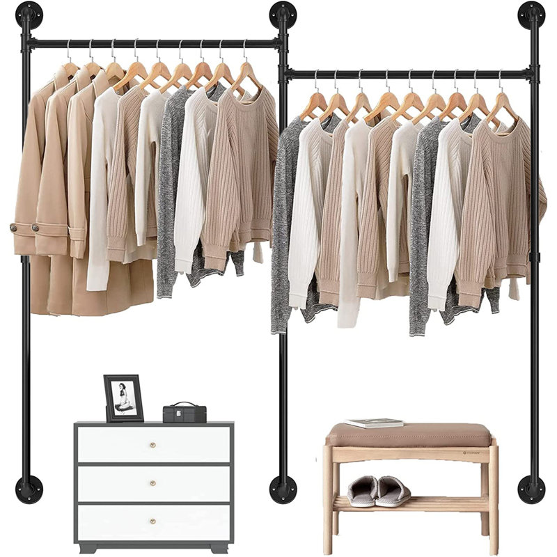 Maggio 205Cm Wall Mounter Clothes Rack, Black