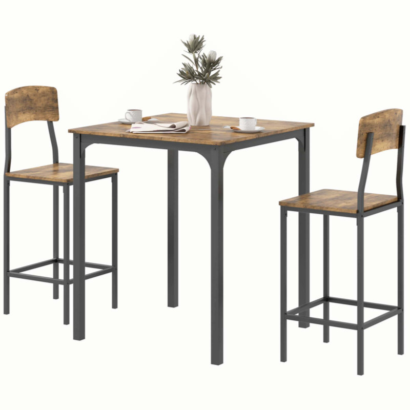 Rustic Brown and Black 3-Piece Pub Height Dining Set