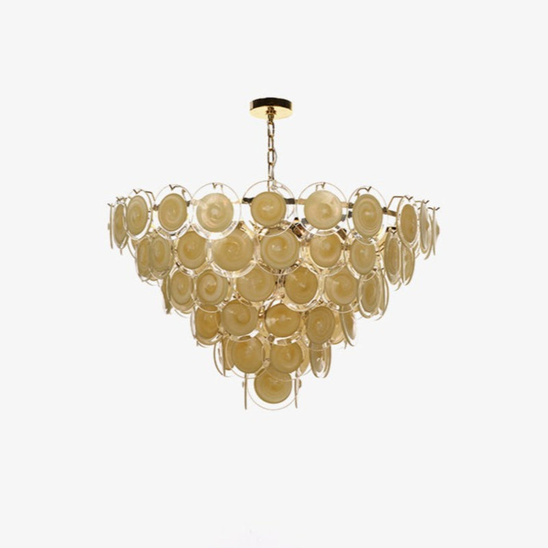 Portia 12 - Light Chandelier, Polished Nickel, Creme Brulee