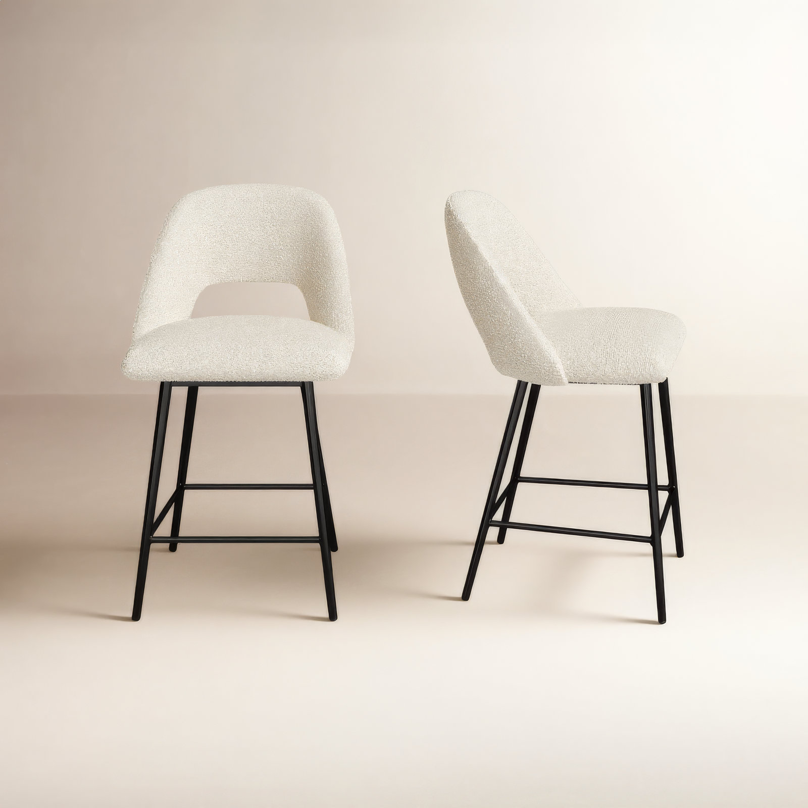 Valdez Bar and Counter Stool, White Boucle, Counter Height (23” Seat Height)