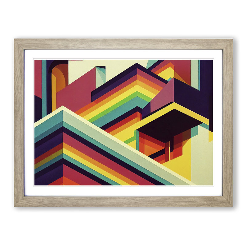 Extraordinary Modern Abstract - Single Picture Frame Painting, 34cm H x 46cm W x 2cm D, Oak