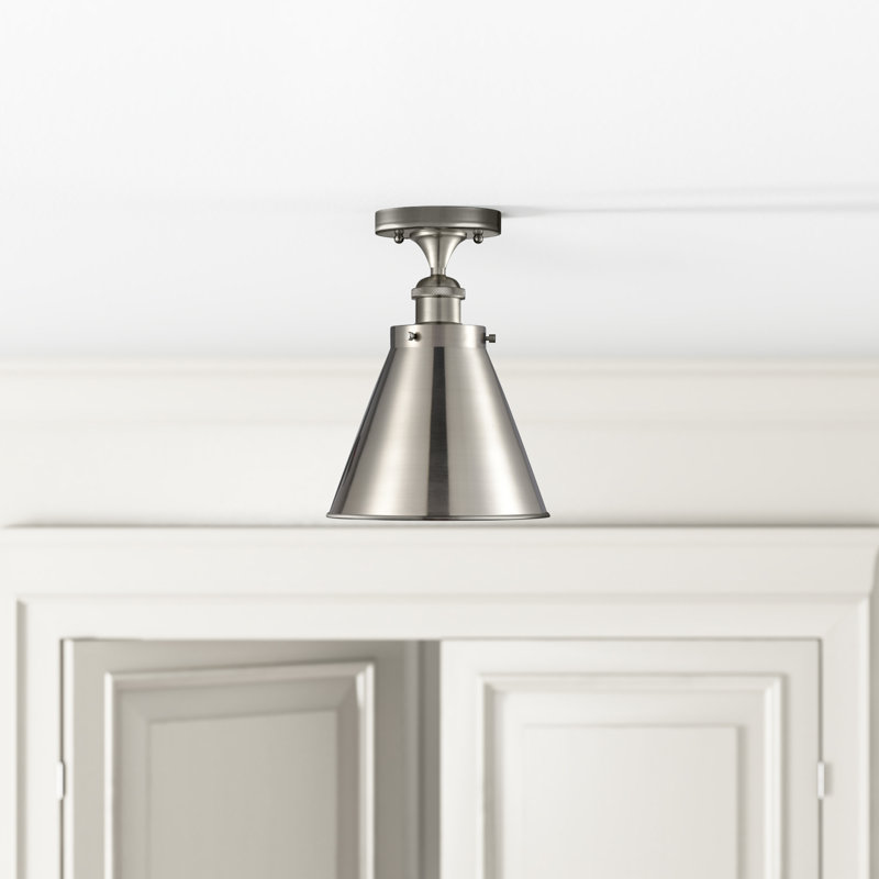 Donovan Semi Flush Mount, No Bulb Included, Brushed Satin Nickel
