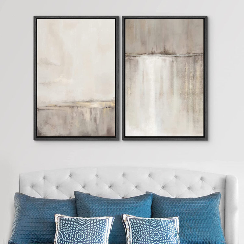 "Grunge Duotone Tan", paysage minimaliste, art mural encadré sur toile, 2 pièces, H 24 po x l 16 po, Noir