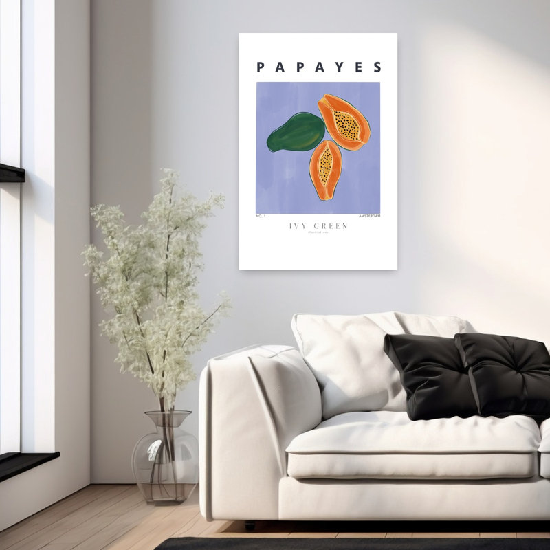 Art mural tropical, papayes tropicales, H 36 po x l 24 po