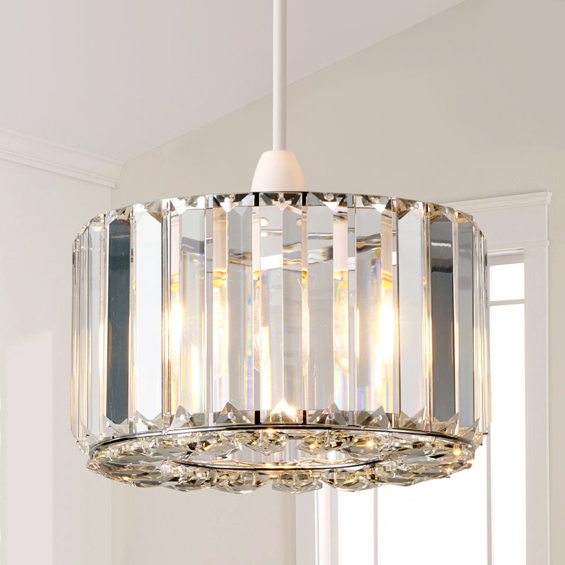 13cm H Drum Pendant Shade ( Uno ), Silver