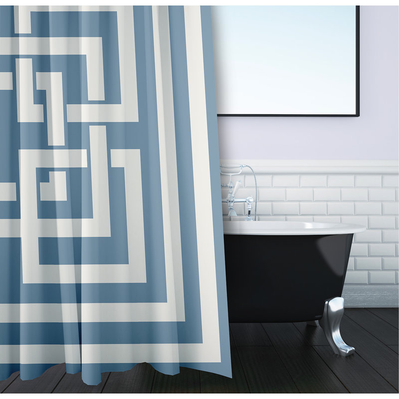 Greek New Key 70" W X 73" H Shower Curtain, Dusty Smoke