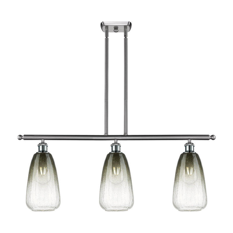 Luminaire suspendu pour îlot suspendu 3 lumières Balllev - Alleva, Ardoise, Nickel satiné brossé