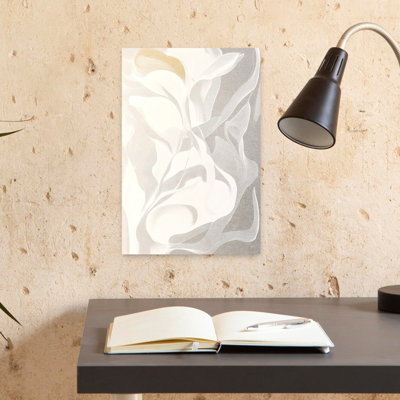 Graceful White Forms Abstract Delicate Dreamy Wall Art Print 1 Piece Wrapped Canvas Wall Art