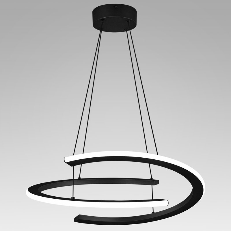 Modern Dimmable LED Chandelier, Height Adjustable Pendant Light for Dining & Kitchen, Black