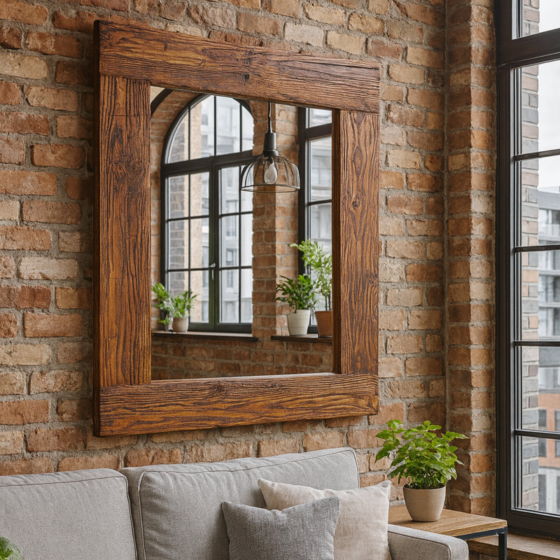 Miroir Heritage, 46 po x 46 po, Carrée, Brun