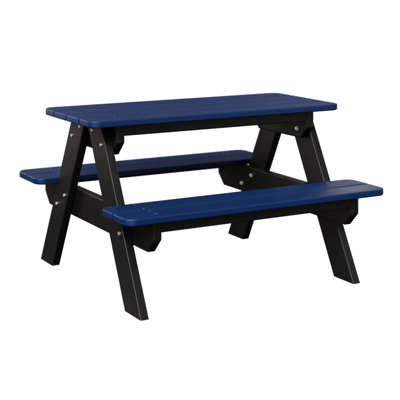 Berlin Gardens Kids Rectangular Picnic Table, Pacific Blue Top/Black Base