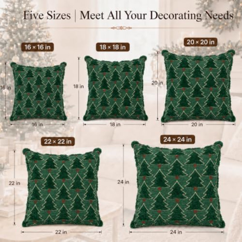 Geometric Pillow Cover, Vert, Carré 24 po