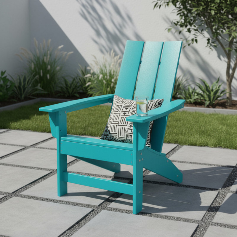 Chaise Adirondack moderne en plastique Arenijus, Bleu