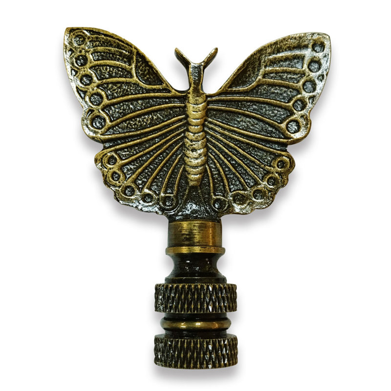 Monarch Butterfly Lamp Finial, Antique Brass