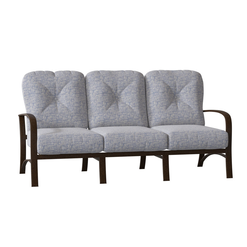 Fremont Outdoor 3 - Seat Patio Sofa, Chestnut Brown, Canvas Navy Sunbrella® Canvas