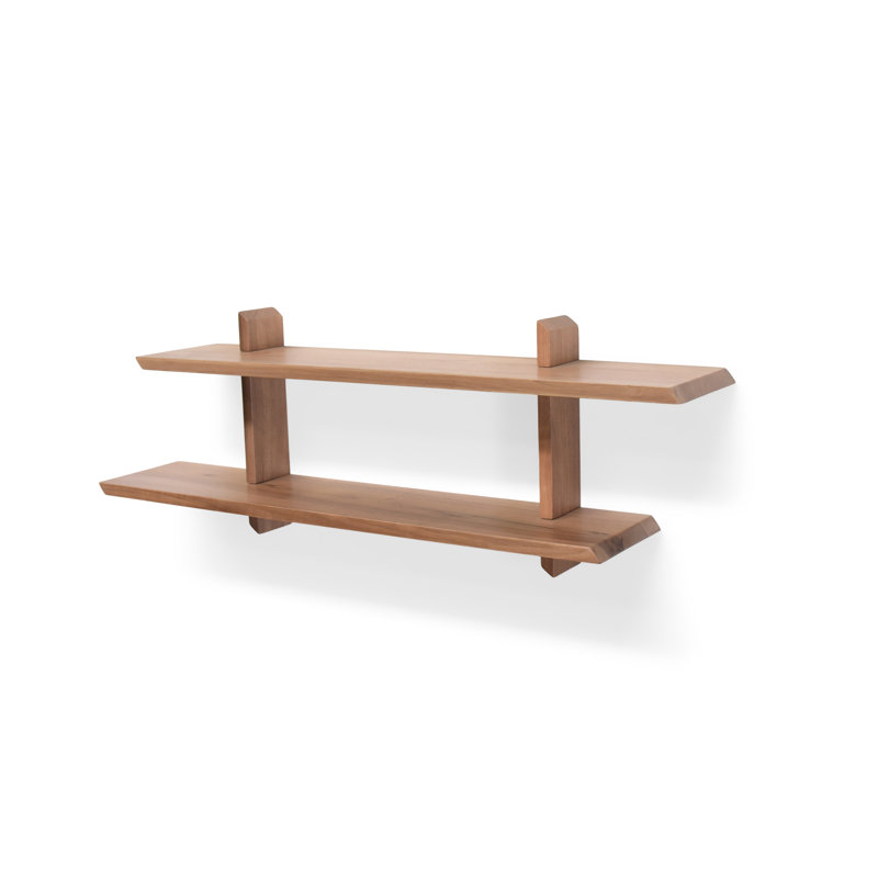 2 Piece Walnut Accent Shelf, 13.5" H x 40" W x 7" D , Light Brown