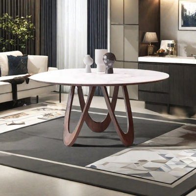 Solid wood rock slab round table