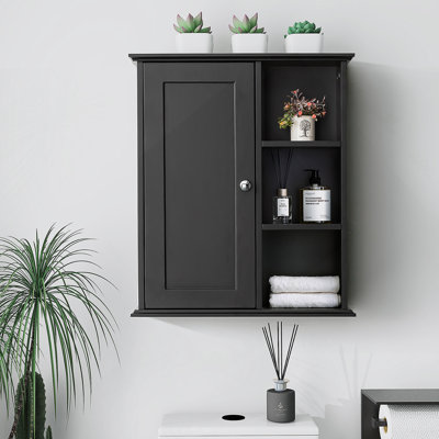 Armoire de rangement murale surélevée au-dessus de la toilette Armoire de rangement murale Armoires à pharmacie en bois