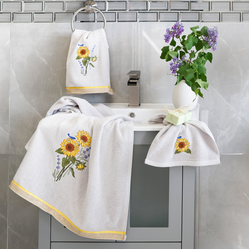 Essuie-mains 100% coton turc, Argent, Bath Towel-2Pack