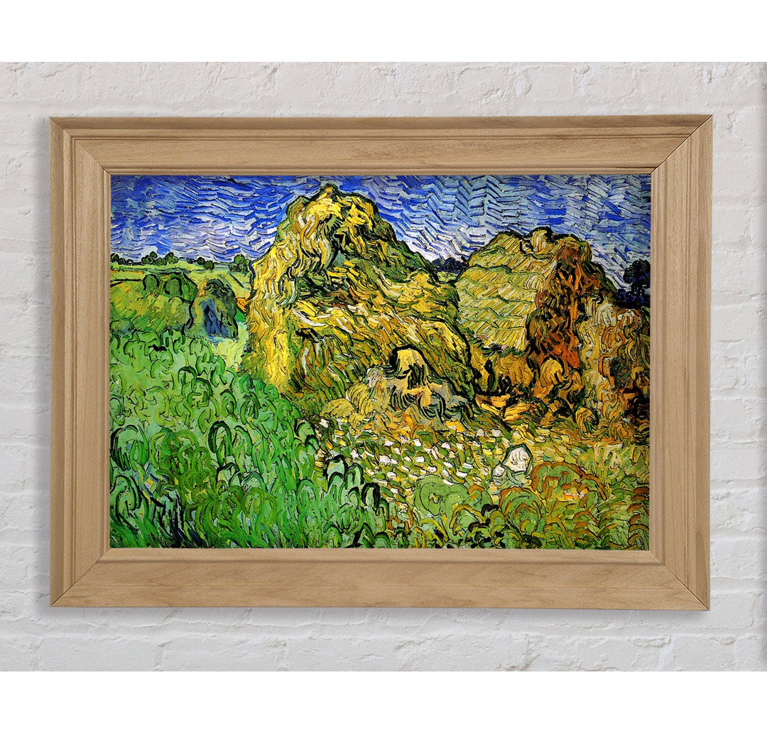 Van Gogh Feld mit Weizenstapeln - Einzelner Bilderrahmen Kunstdrucke