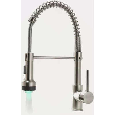 Commercial LED Kitchen Faucet With Pull Down Sprayer, Single Handle Single Lever Kitchen Sink Faucet