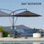 Parasol en porte-à-faux 9,5 pi avec sangle de vent, housse, UPF50 +, gris