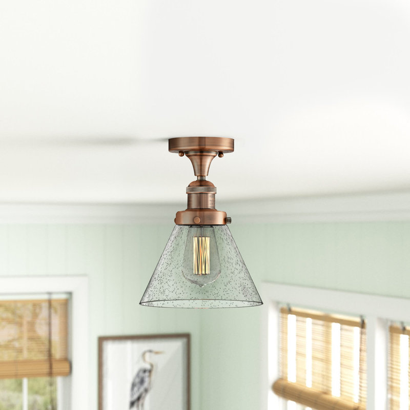 Plafonnier semi-encastré 1 lumière Cone, Cuivre antique, Grainé