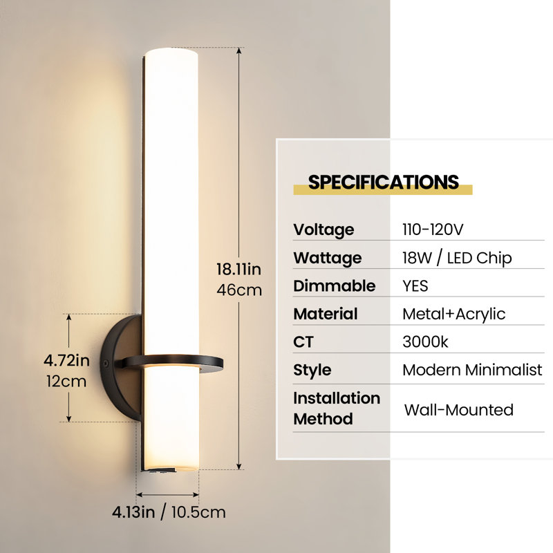 Boscobel LED Wallchiere Dimmable Wall Sconce, Matte Black