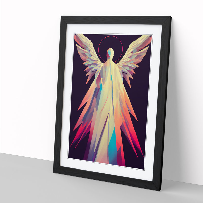 FRM-V0523-73X Angel - Single Picture Frame Print, Black Framed, 64cm H x 46cm W x 2cm D