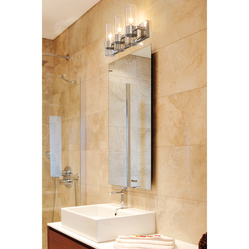 3 - Light Dimmable Vanity Light, Polished Nickel