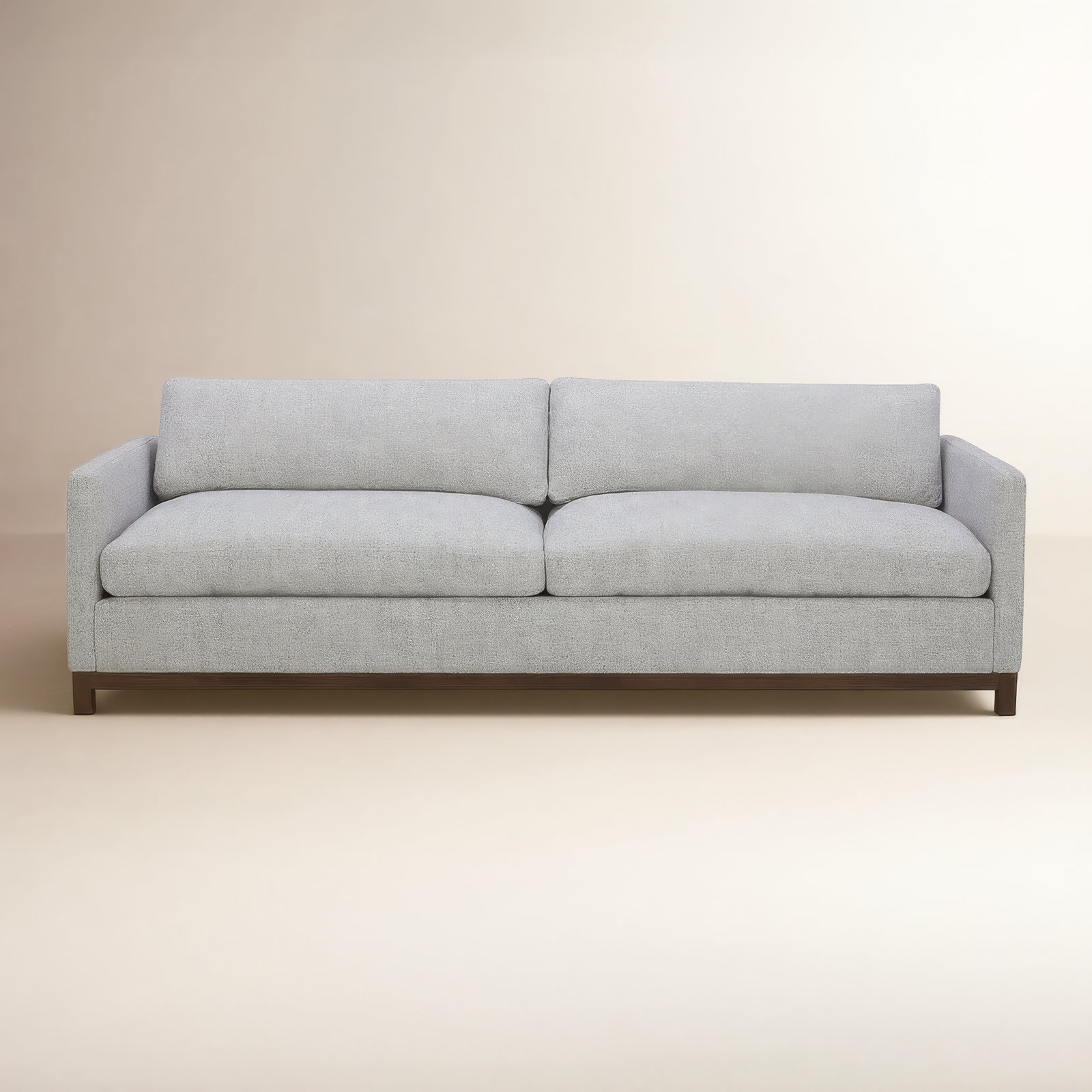 Liz 85" Upholstered Sofa, Gray Heathered, Dark Brown, 32.28"H x 101.97"W x 39.37"D