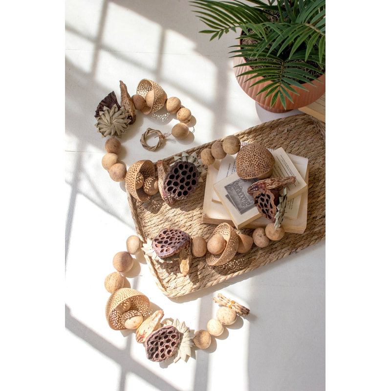  Guirlande botanique séchée naturelle pour manteau ou table H 3 po