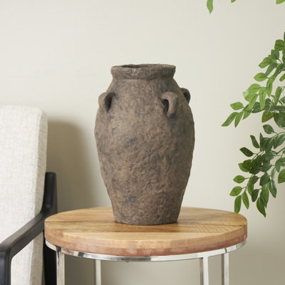Ceramic Handmade Textured Decorative Vase with Four Handles