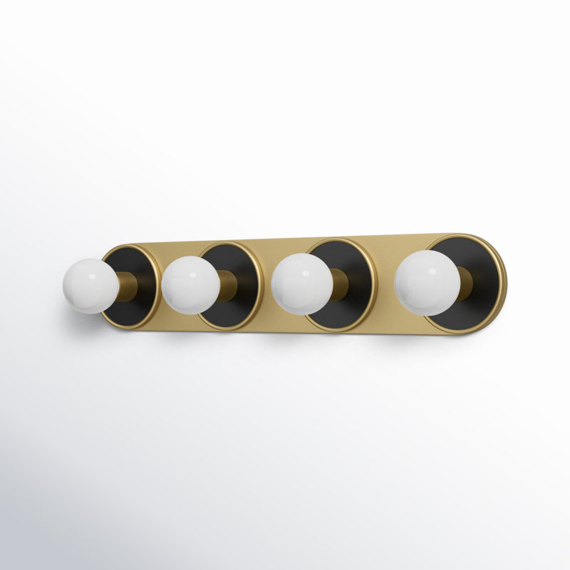 Rocha 4 - Light Dimmable Bath Bar, No, Black/Natural Aged Brass