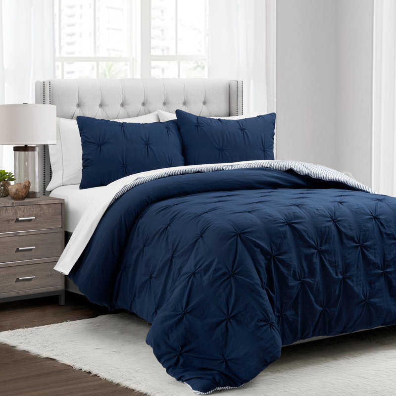 Ensemble d'édredon en microfibre Ravello, Édredon très grand et 2 très grandes taies déc, Marine