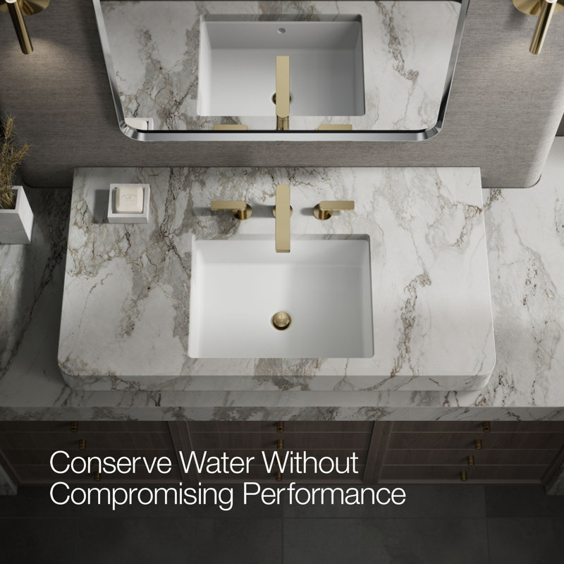 Composed Widespread Bathroom Faucet with Drain Assembly, Vibrant French Gold