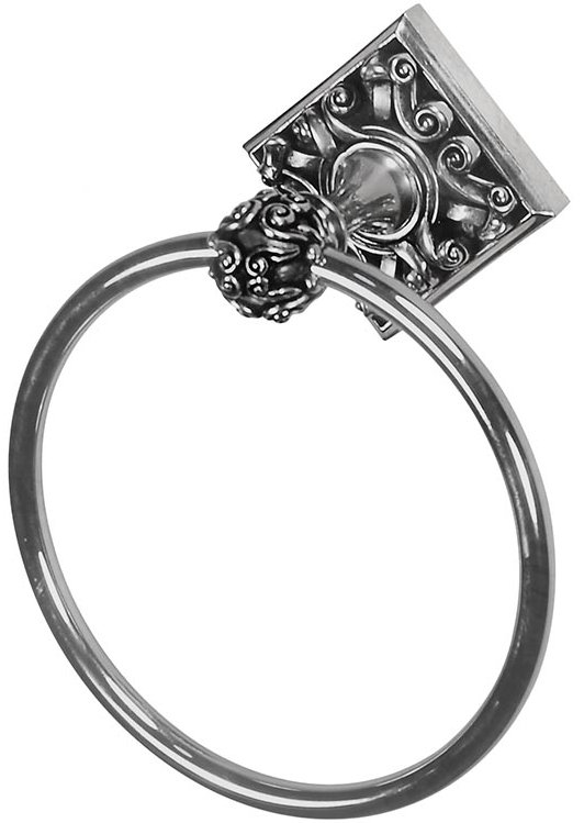 Sforza Towel Ring, Antique Silver