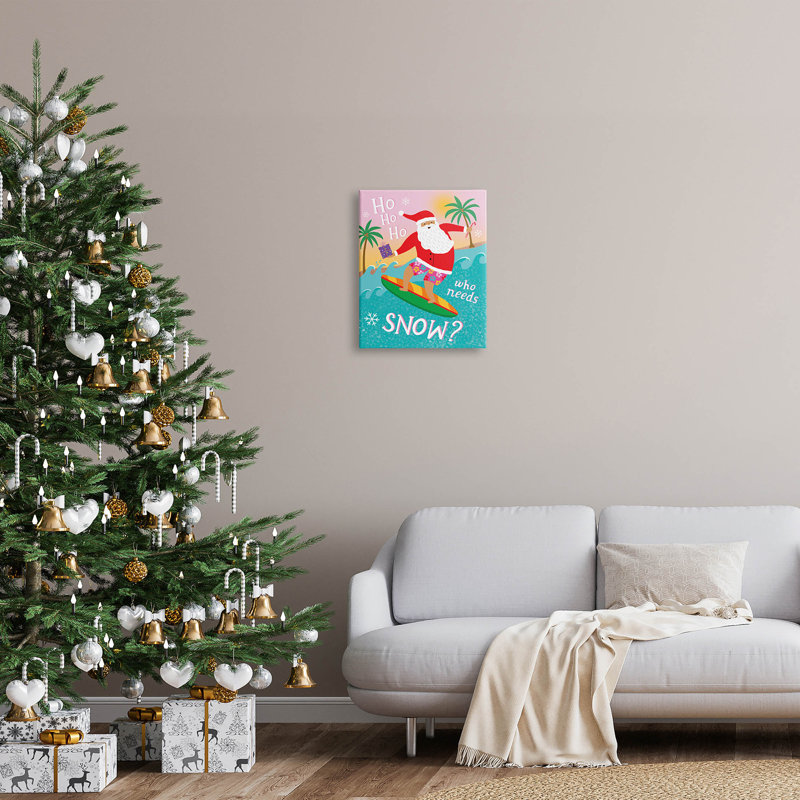 «Who Needs Snow Surfing Santa» par Nina Seven, H 20 po x l 16 po x P 1,5 po
